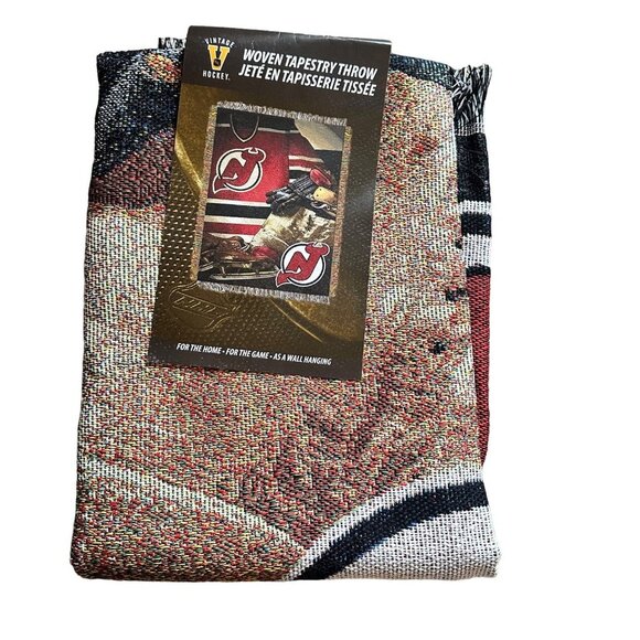 NEW NHL Vintage Hockey New Jersey Devils Woven Tapestry Throw Blanket 48x60 - Picture 2 of 5